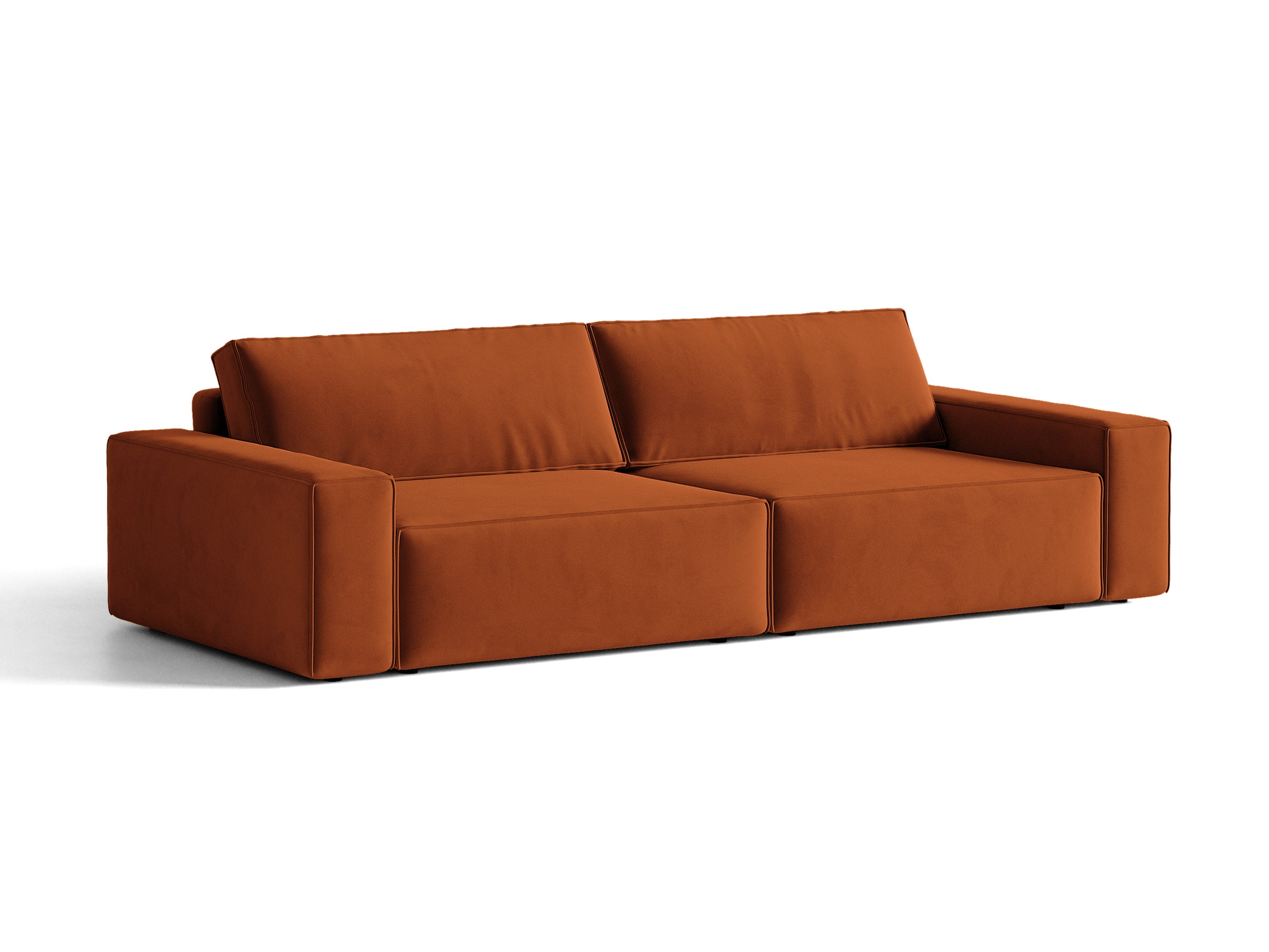 Micadoni Schlafsofa Jodie 3-Sitzer Samt Bluvel Terrakotta