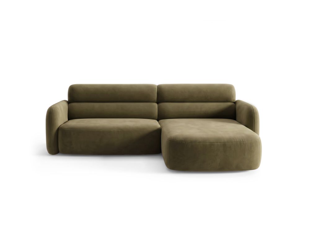 Cosmopolitan Design Ecksofa Malmo 3-Sitzer Samt Bluvel Grün Rechts