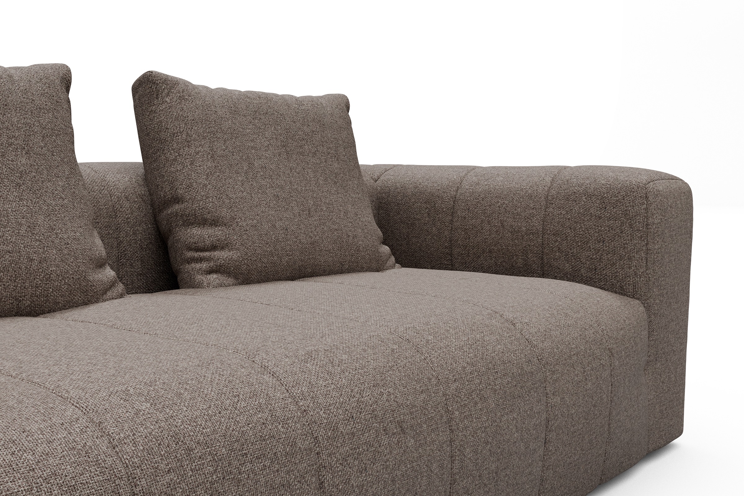 Ecksofa Hugo 2,5-Sitzer Armlehne rechts mit Chaiselongue Sama-Stone