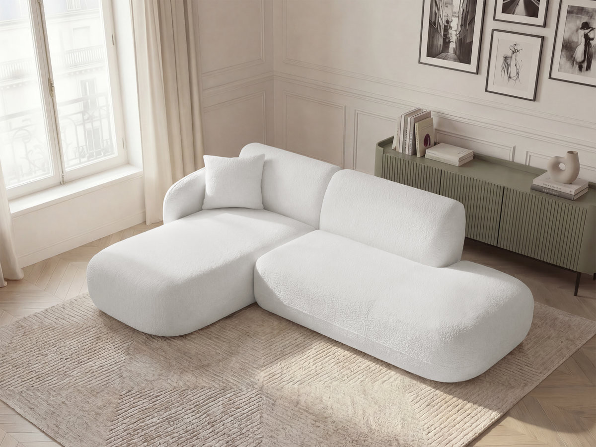 Bobochic Anda Ecksofa 241 × 163 cm Chenille Weiß Ecke links