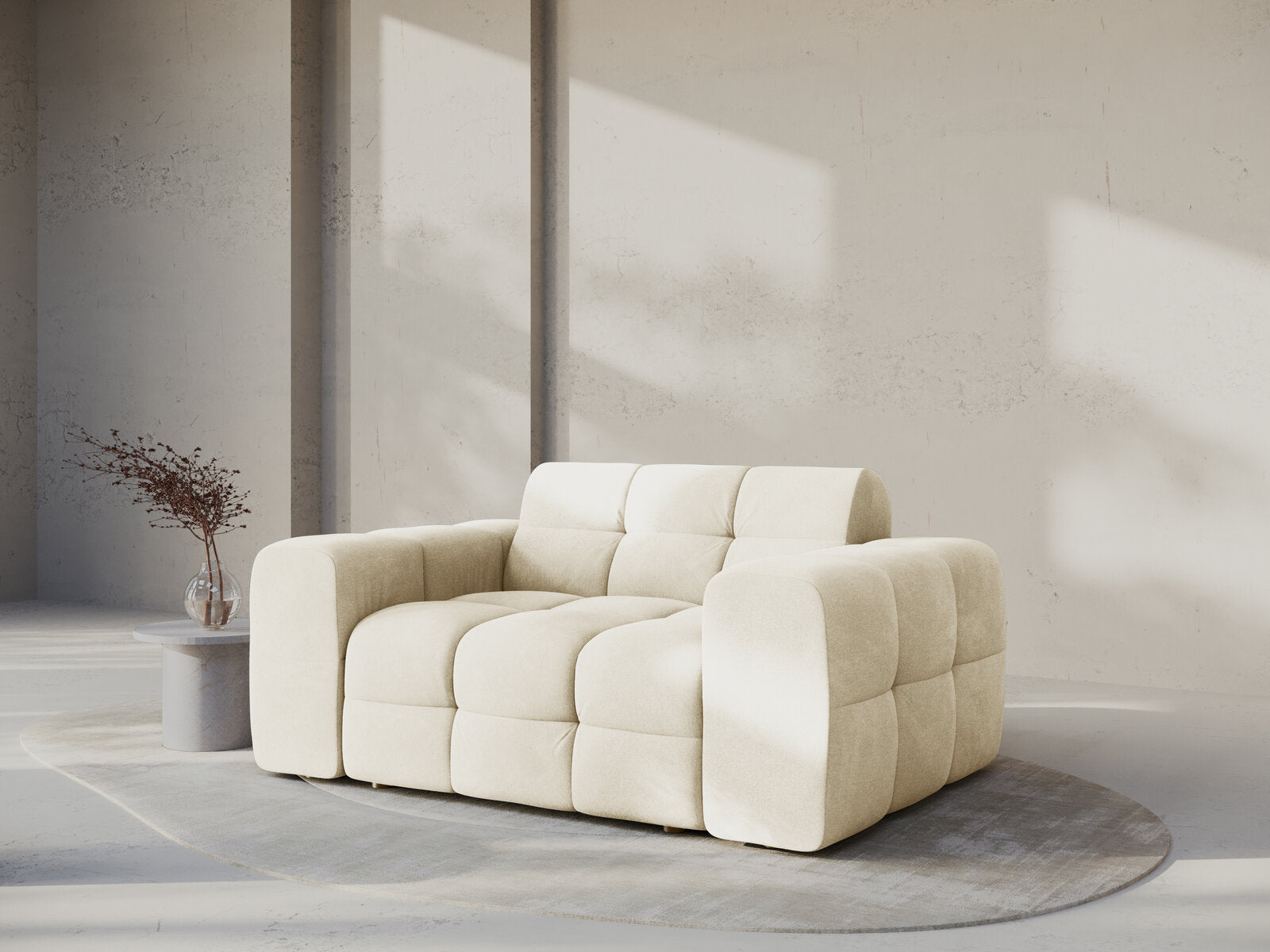 Micadoni Sofa Kendal 2-Sitzer Samt Elfenbein