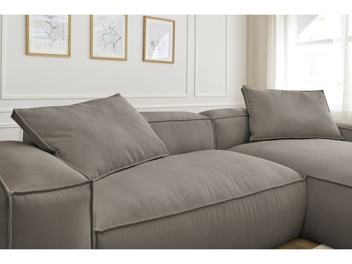 Bobochic Boheme Ecksofa, 3 Kissen Cordsamt Taupe