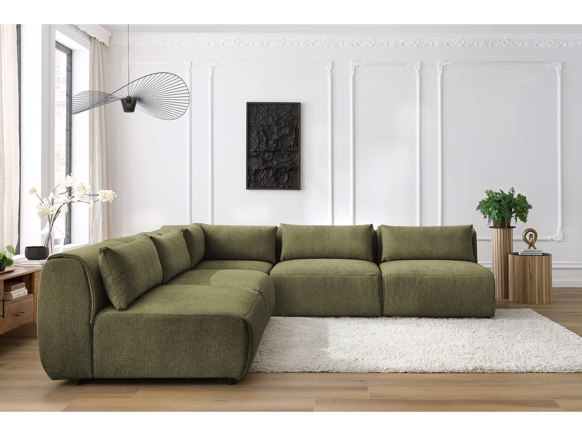 Bobochic Jeanne Ecksofa 299 × 299 cm Strukturstoff Grün