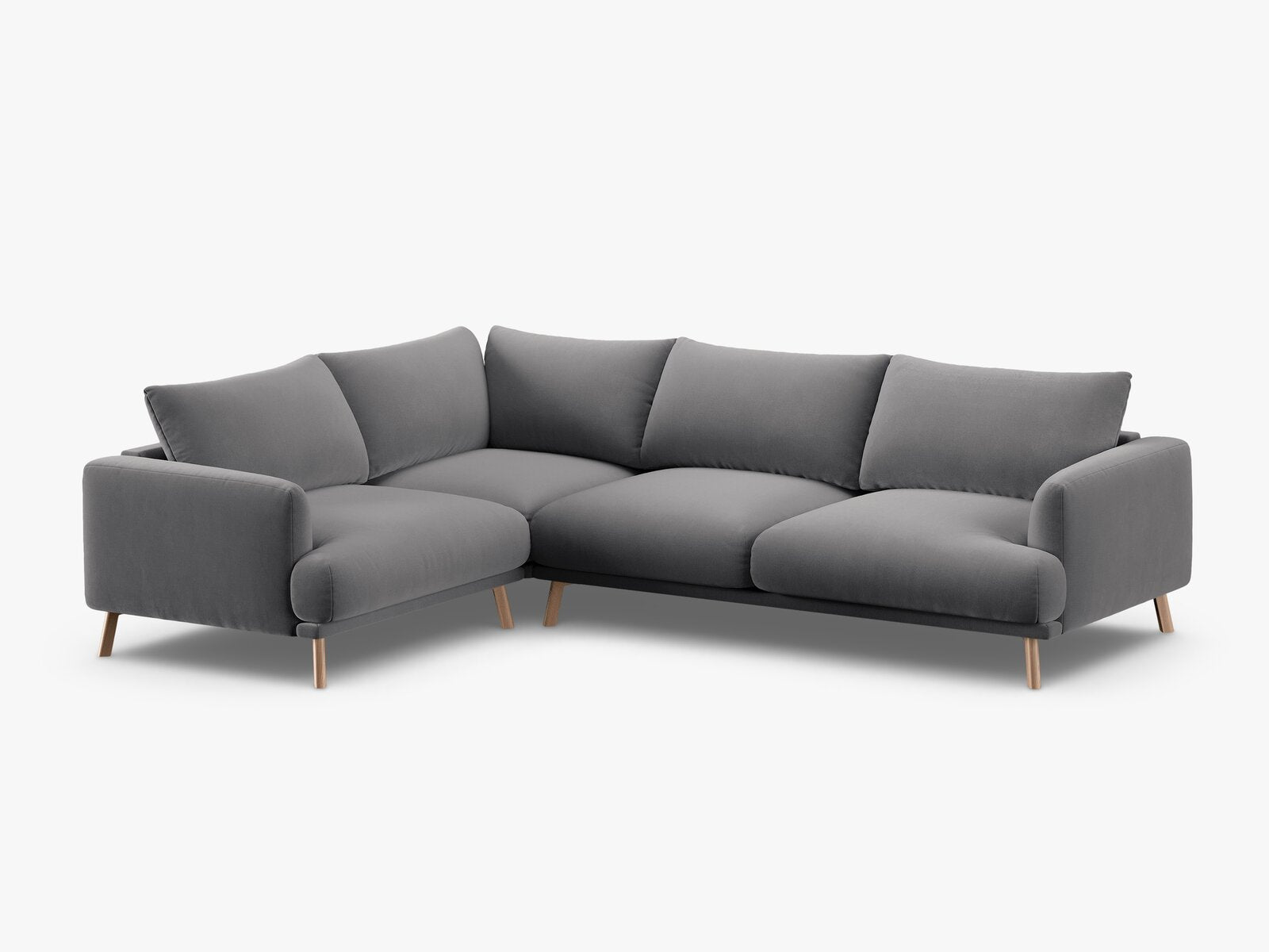 Micadoni Ecksofa Naomi 4-Sitzer große Version Links Samt Salvador Grau