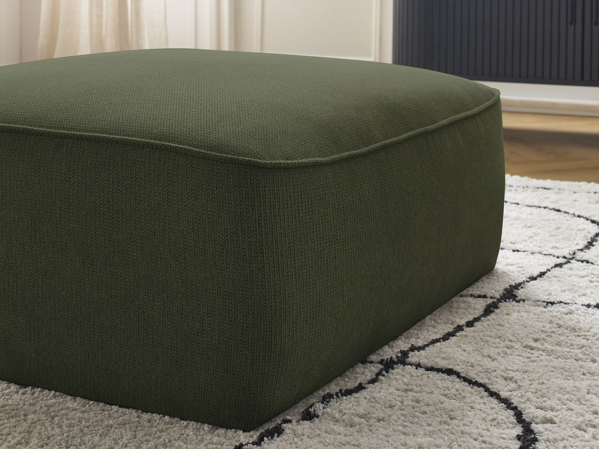 Bobochic Leopold Pouf Melange-Stoff Dunkelgrün