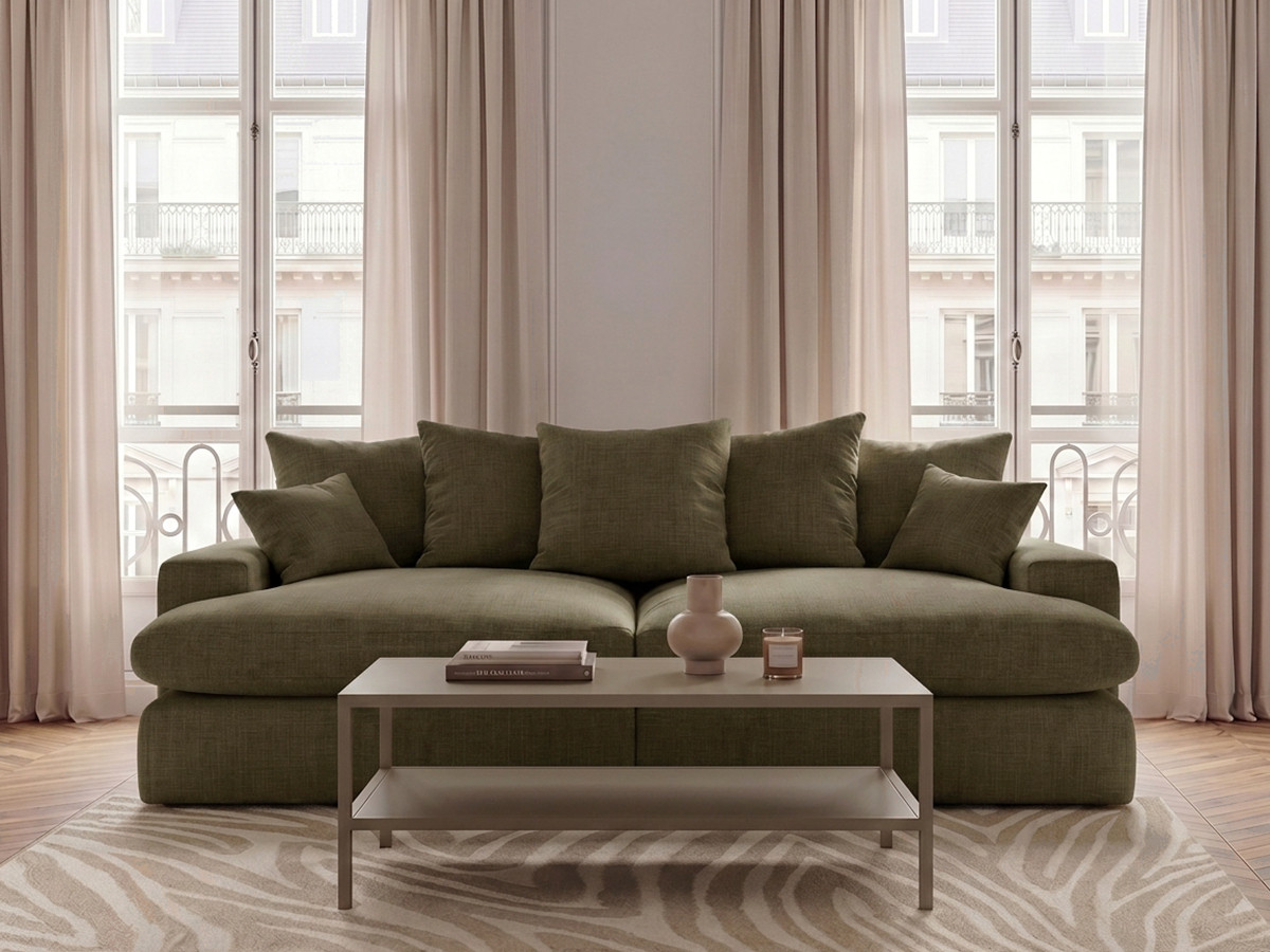 Bobochic Nevada Sofa 3-Sitzer 226 × 150 cm Stoff Grün