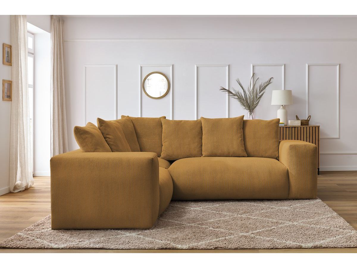 Bobochic Voltaire Ecksofa 268 × 214 cm Cordsamt Gelb Ecke links