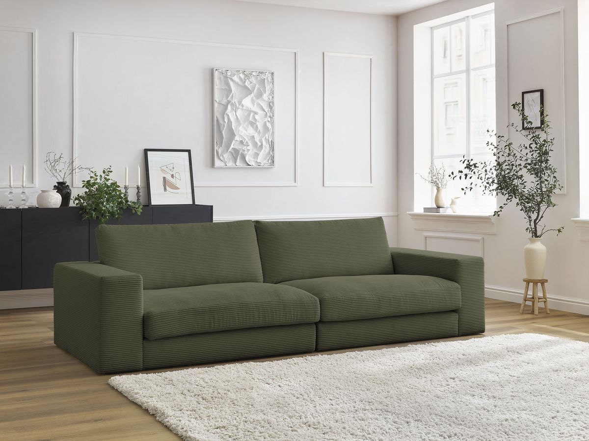 Bobochic Leonard Sofa 3-Sitzer 234 × 109 cm Cordsamt Hellgrün