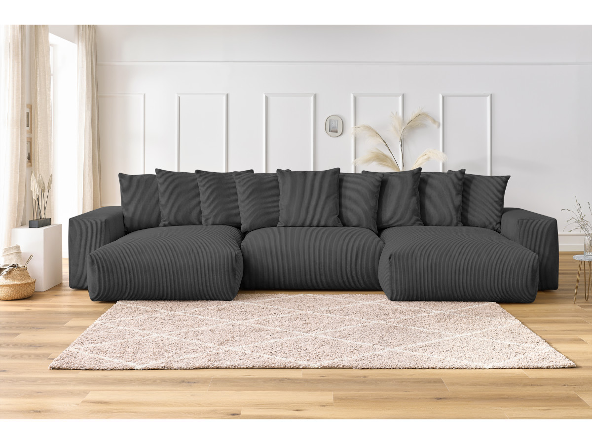 Bobochic Voltaire Wohnlandschaft 420 × 174 cm Cordsamt Dunkelgrau