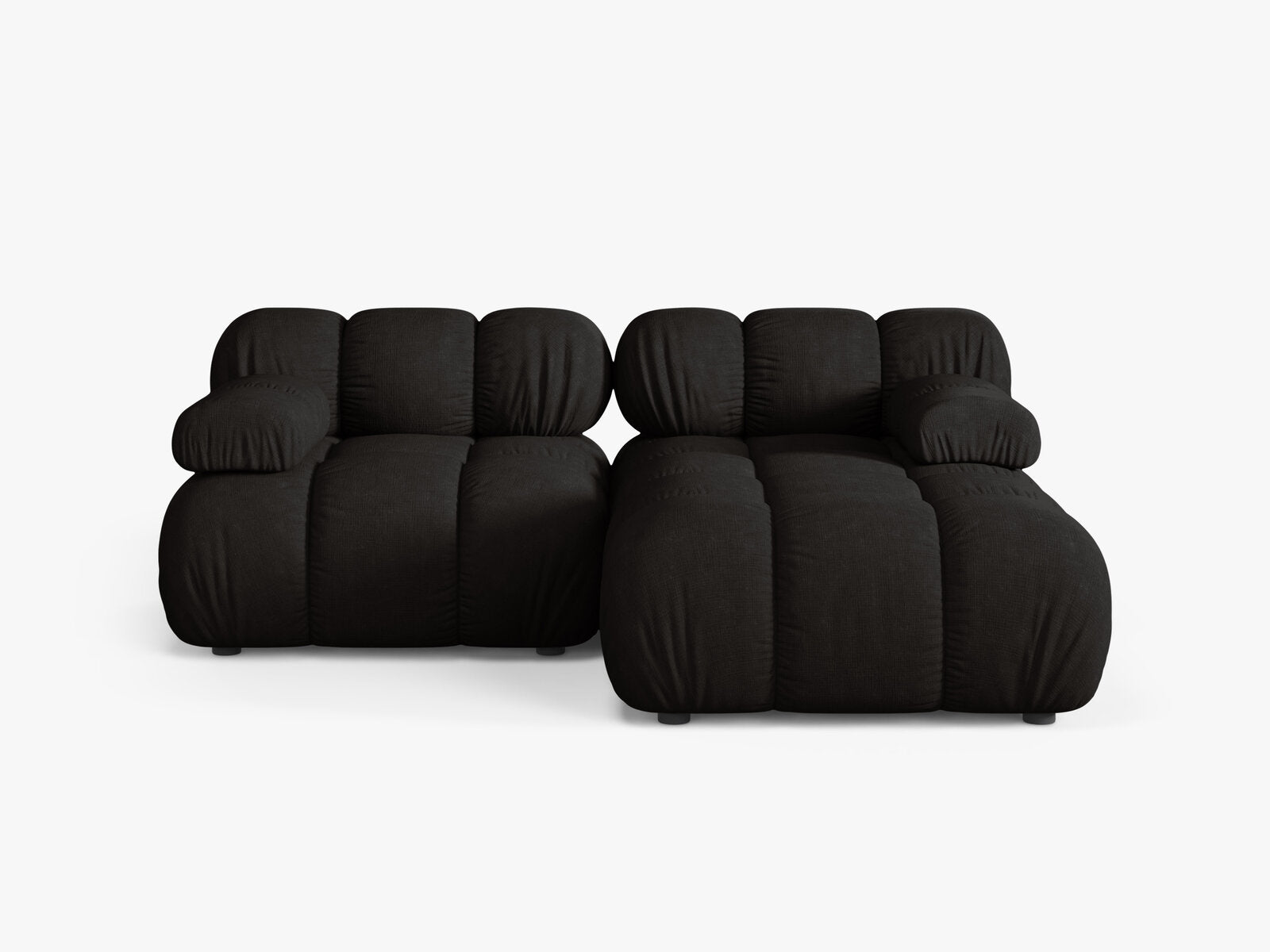 Micadoni Modulares Ecksofa Bellis 3-Sitzer Rechts Strukturierter Stoff Liberty Schwarz