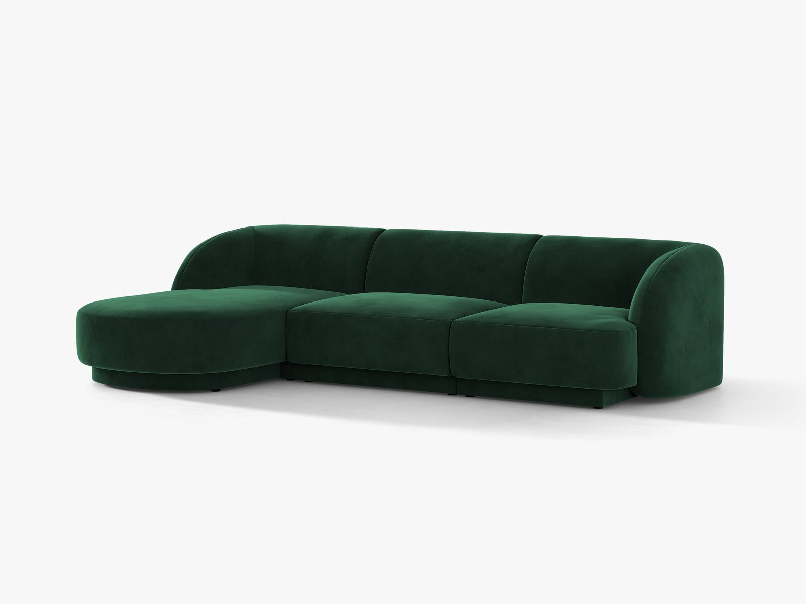 Micadoni Ecksofa Miley 4-Sitzer Samt Bluvel Flaschengrün Links