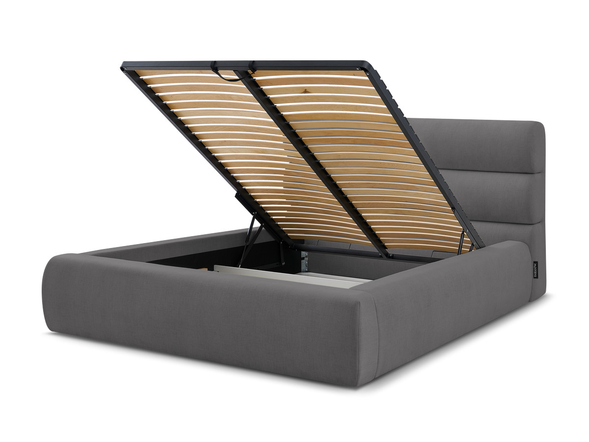 Bobochic Jagna Polsterbett mit Bettkasten Stoff Dunkelgrau, Liegefläche 140 × 190 cm