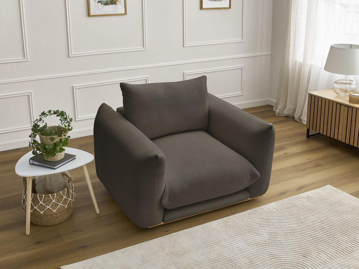 Bobochic Ernest Sessel Bouclé-Stoff Braun