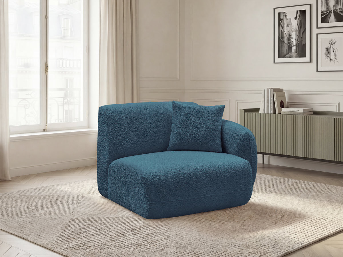 Bobochic Anda Sofamodul 1-Sitzer 104 × 103 cm Chenille Hellblau Ecke rechts