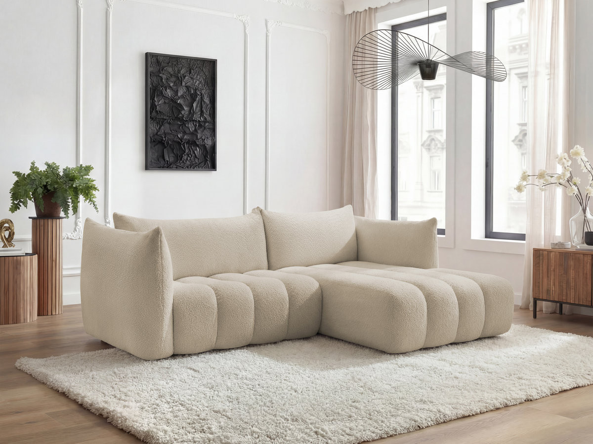 Bobochic Azra Ecksofa 262 × 178 cm Bouclé-Stoff Beige Ecke rechts