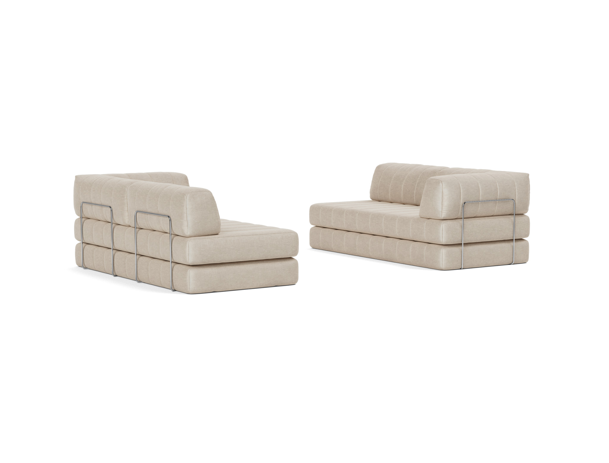 Eck-Schlafsofa CozyPad L-Form mit Armlehne Flachgewebe Phobos 586-Latte