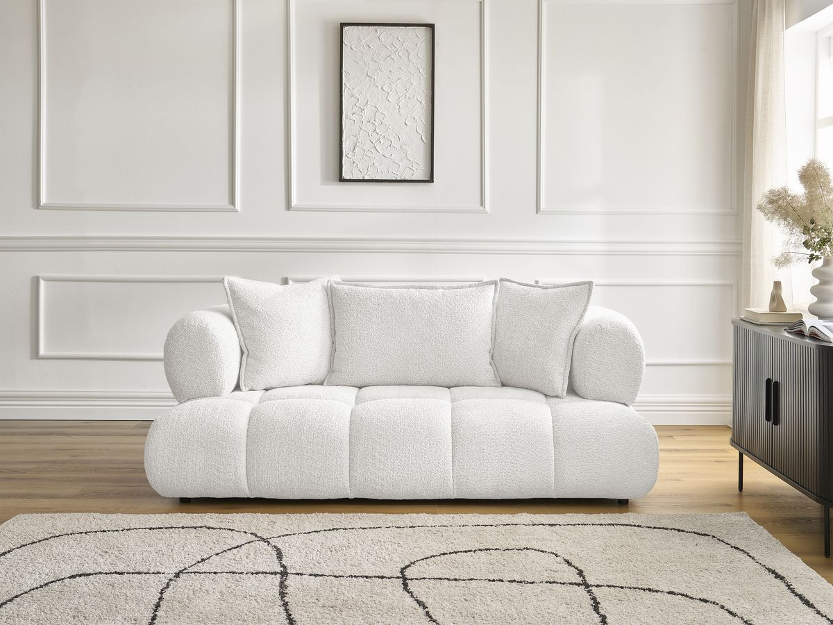 Bobochic Alya Sofa 2-Sitzer Bouclé-Stoff Weiß
