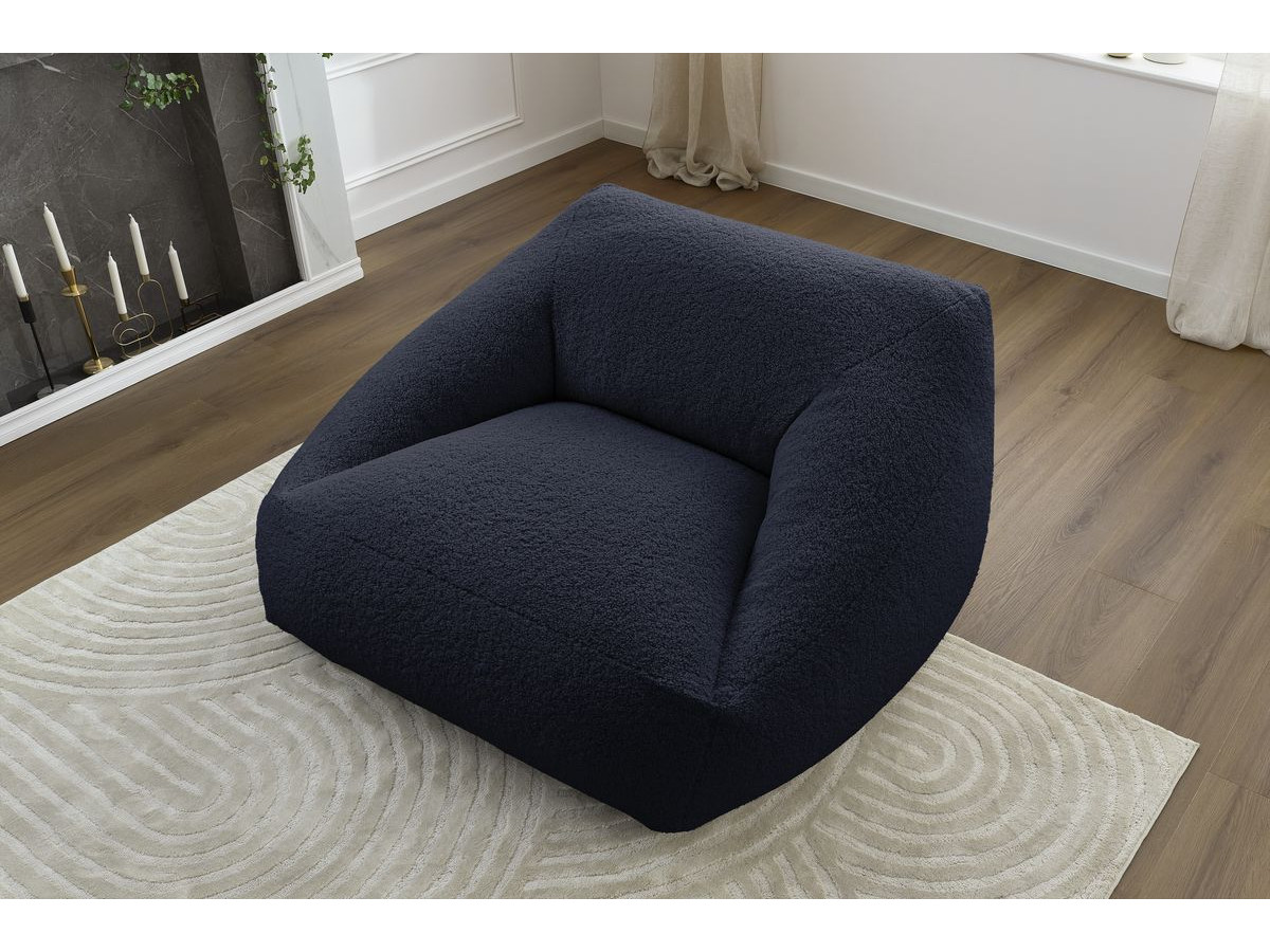 Bobochic Lilibet Pouf Bouclé-Stoff Dunkelblau