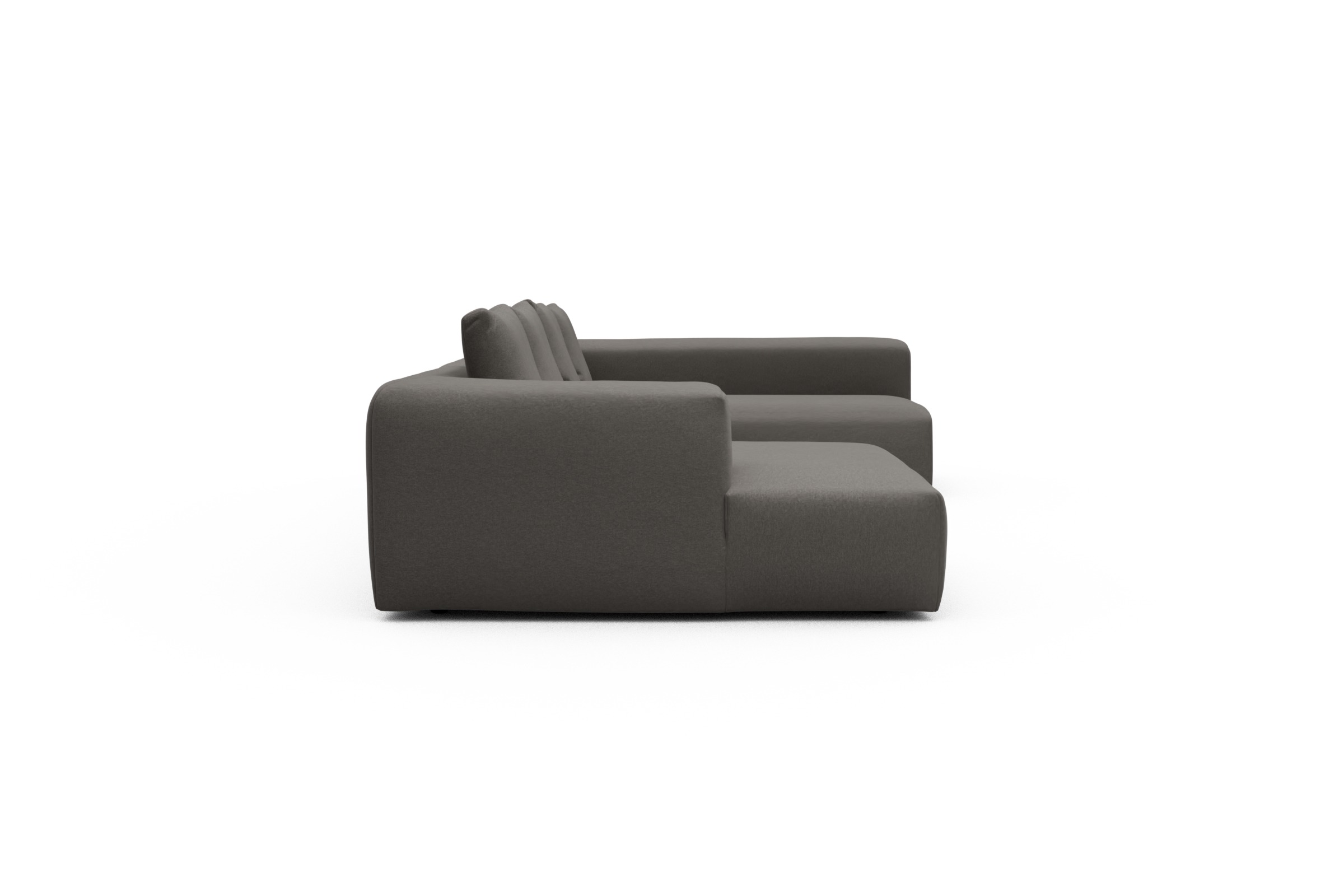 Wohnlandschaft Fred Chaiselongue links mit 2-Sitzer und lange Armlehne rechts Satya-Taupe