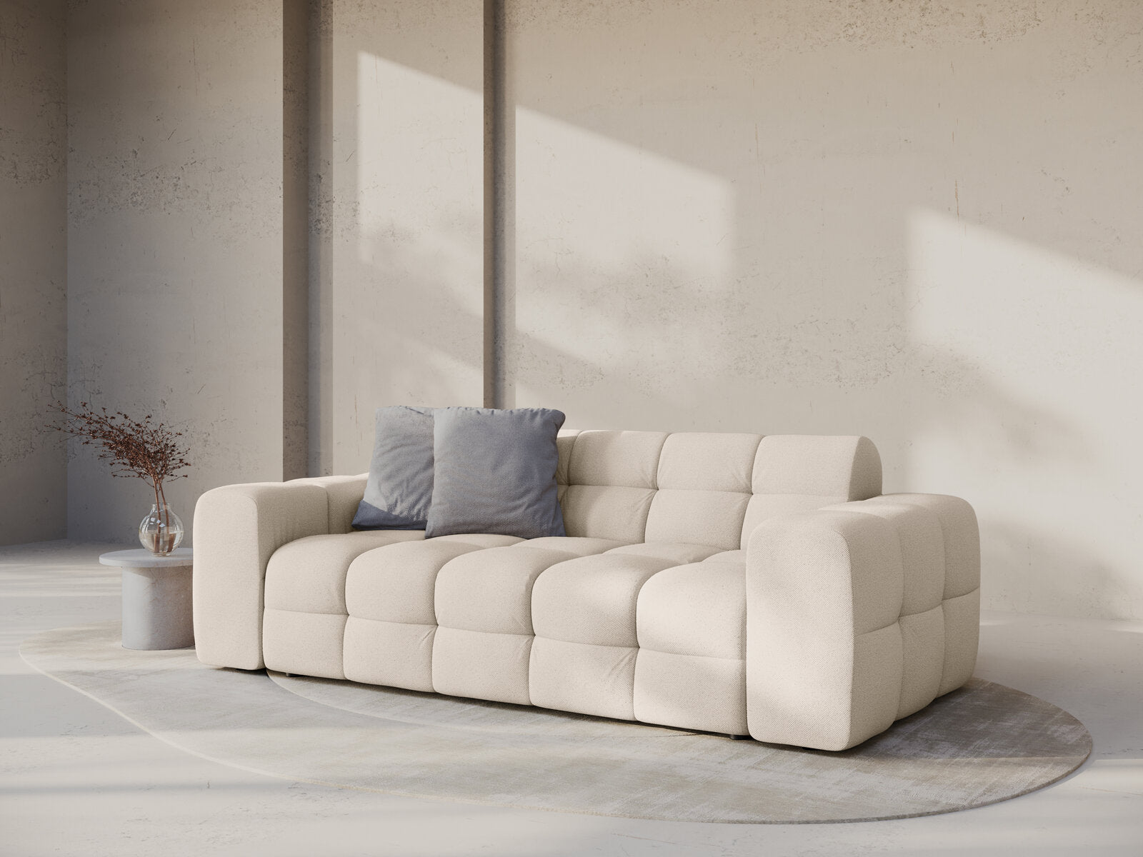 Micadoni Sofa Kendal 3-Sitzer Strukturierter Stoff Beige