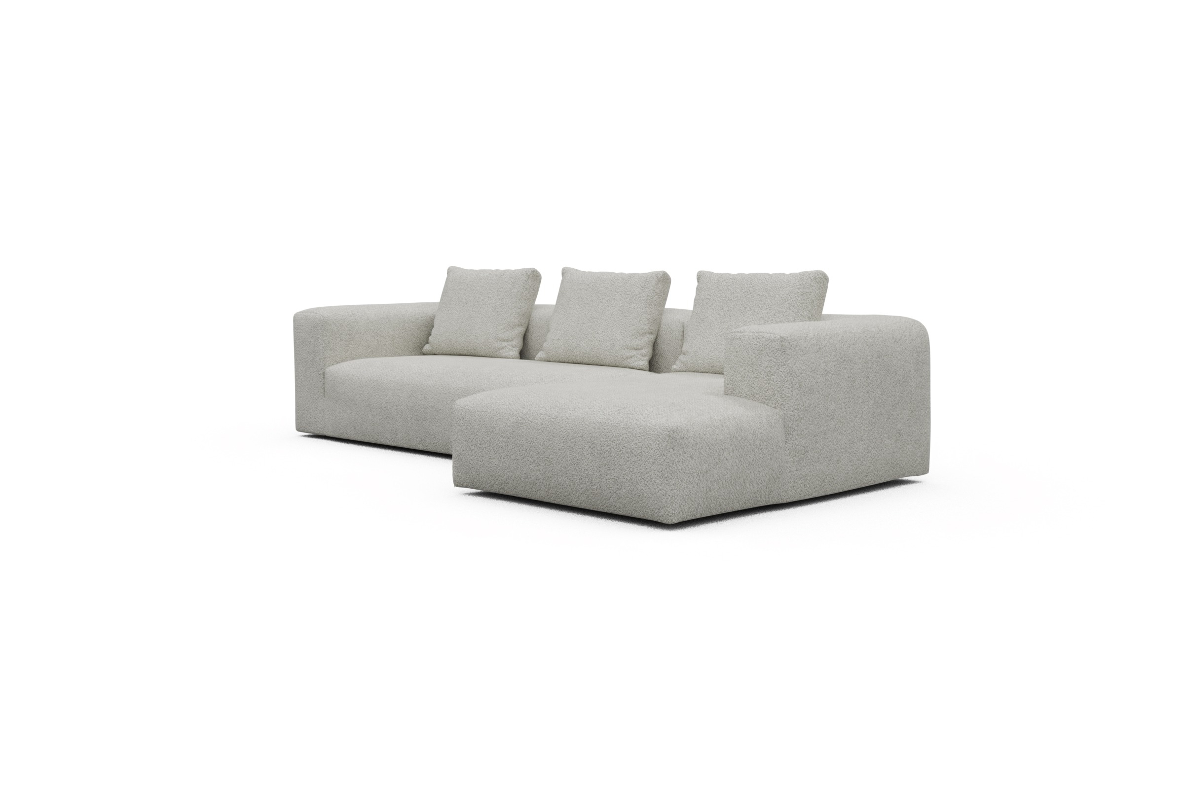 Ecksofa Fred Chaiselongue rechts mit 2,5-Sitzer Vanora-Warm-Sand