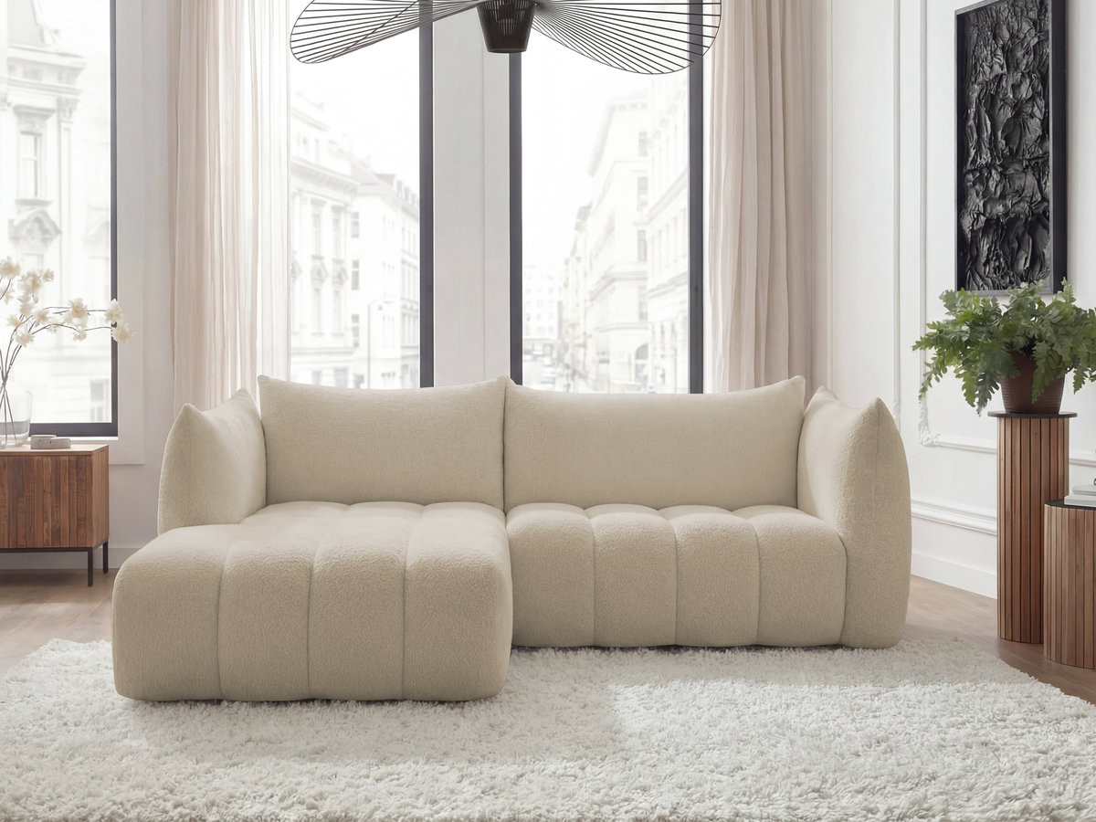 Bobochic Azra Ecksofa 262 × 178 cm Bouclé-Stoff Beige Ecke links