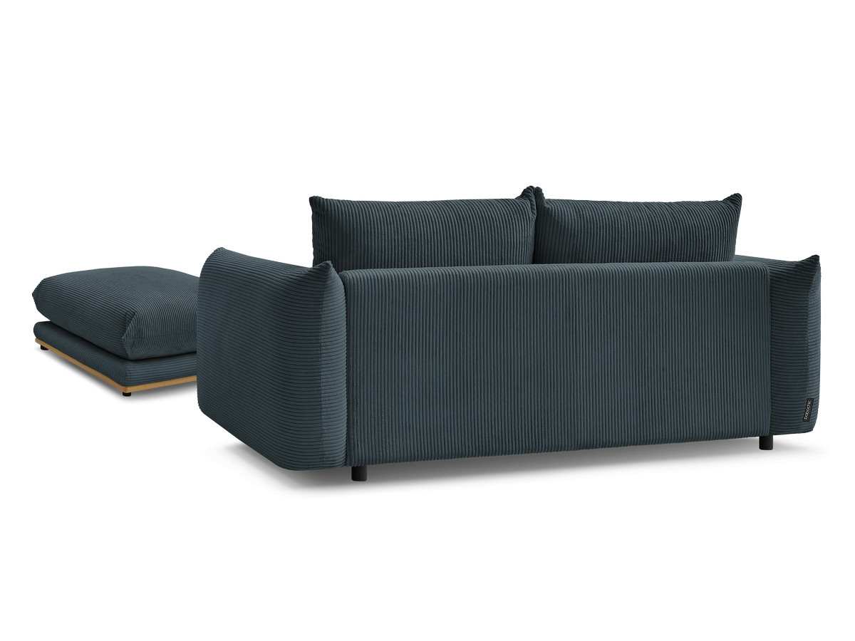 Bobochic Ernest Sofa 3-Sitzer mit Pouf 193 × 106 cm Cordsamt Blau