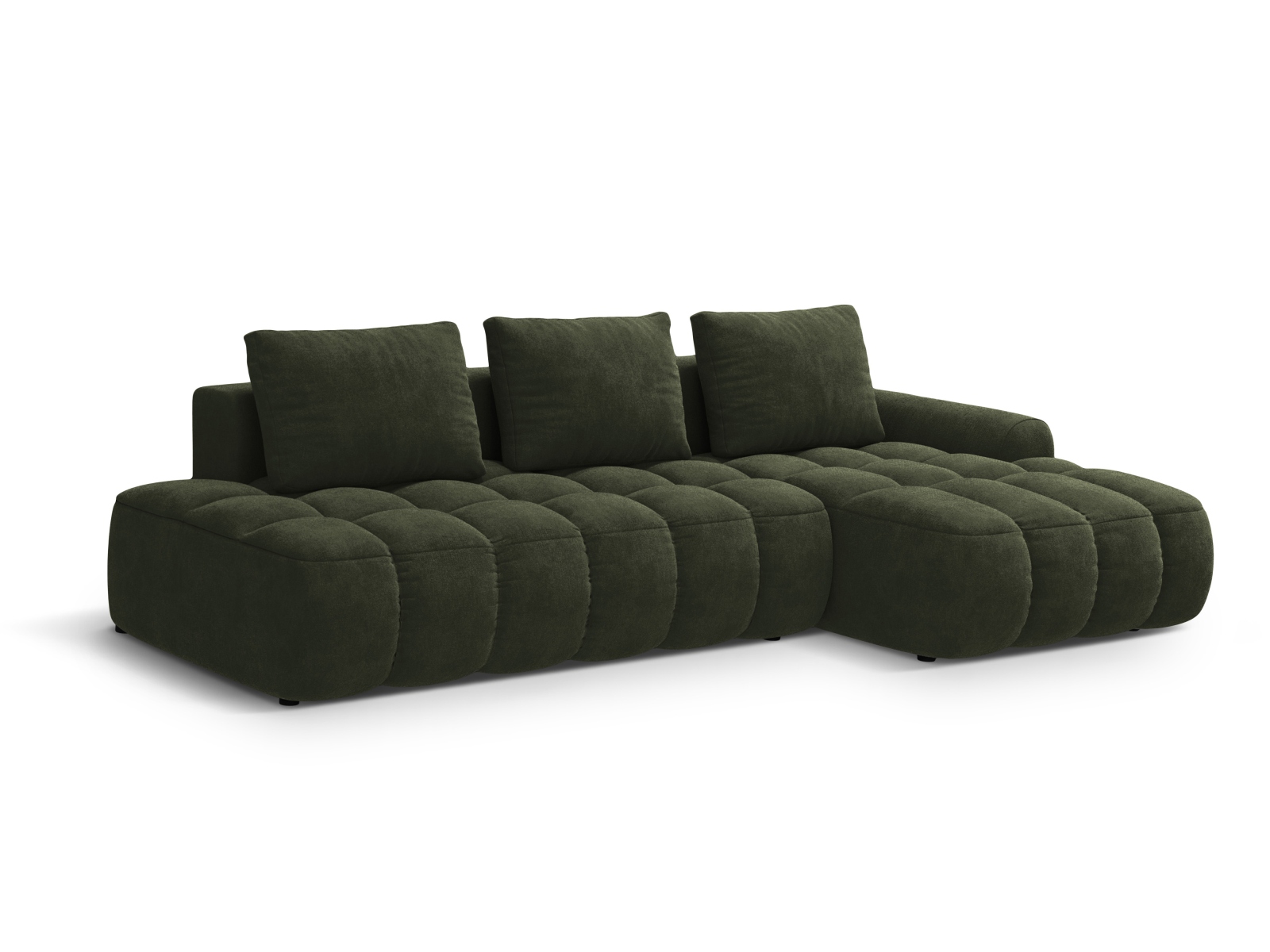 Cosmopolitan Design Ecksofa Linz 3-Sitzer offen mit Schlaffunktion Samt Vogue Grün Rechts