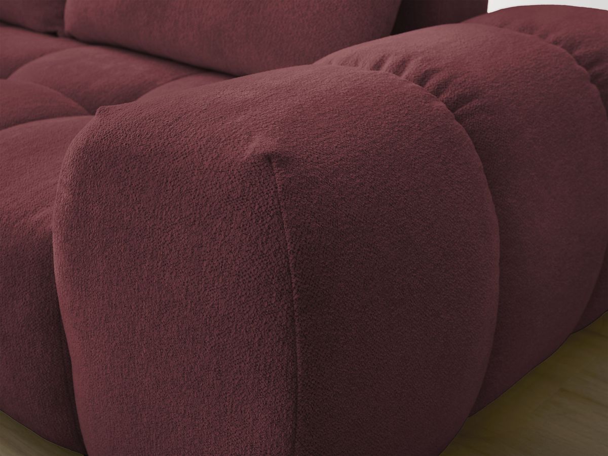 Bobochic Everest Ecksofa mit Schlaffunktion und Bettkasten 320 × 212 cm, 5 Kissen Melange-Stoff Rot Ecke links