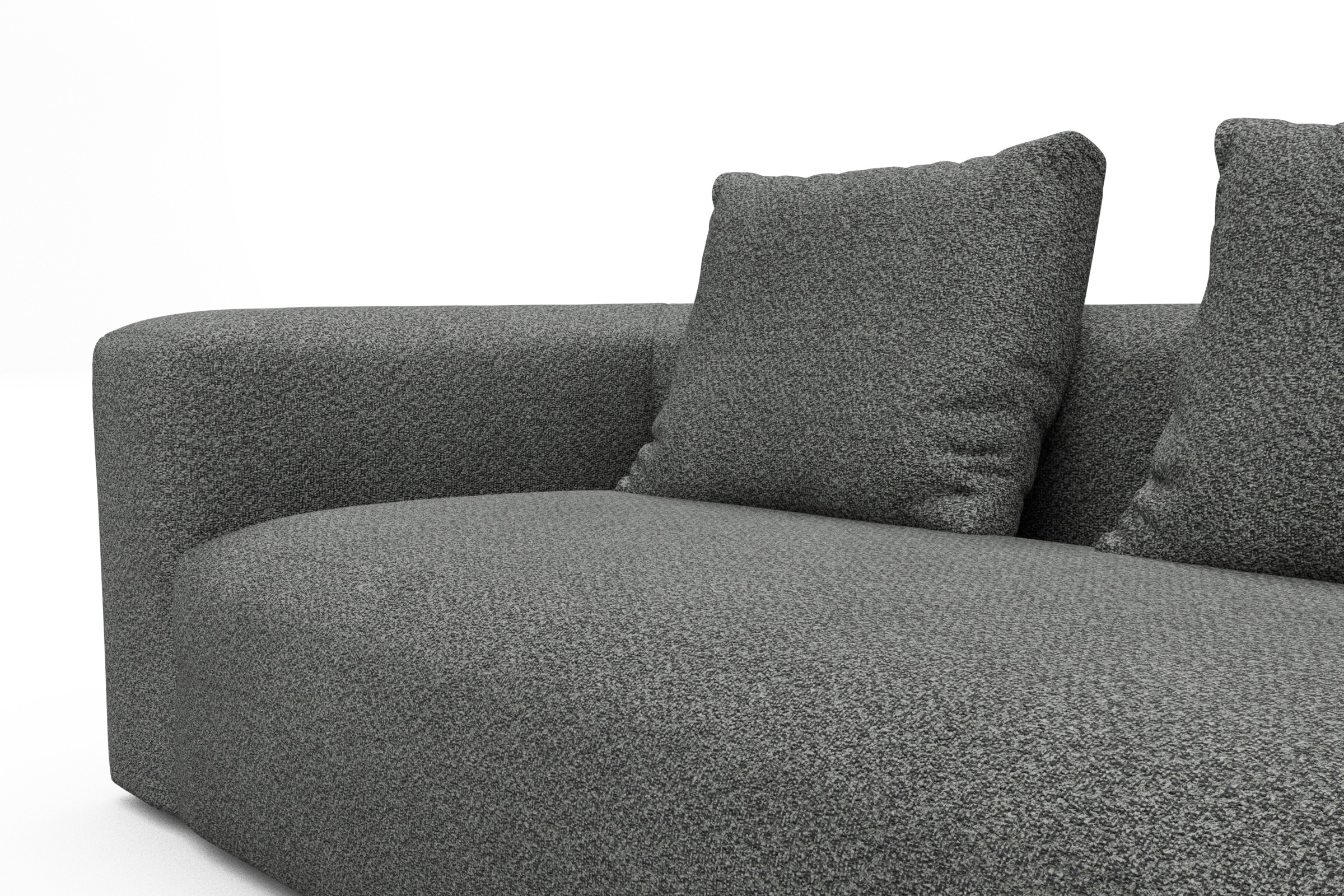 Wohnlandschaft Fred Chaiselongue rechts mit 2-Sitzer und lange Armlehne links Vanora-Warm-Grey