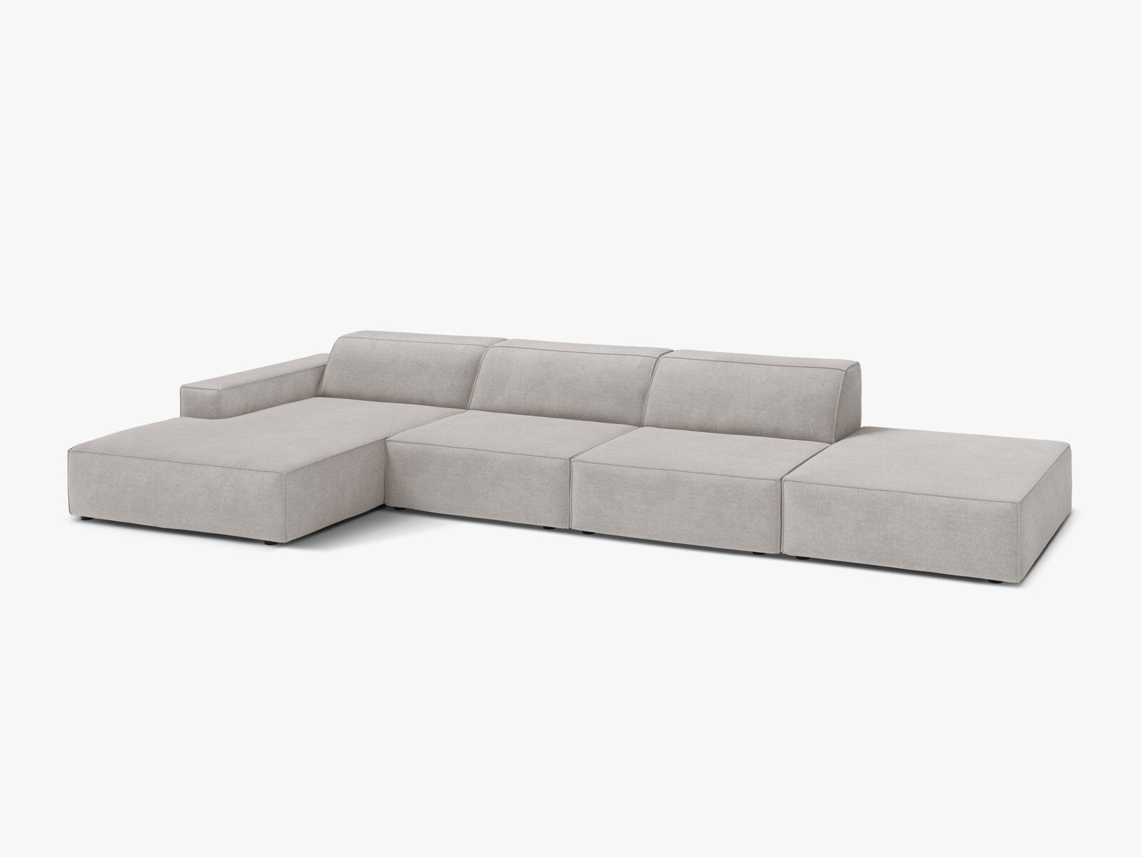 Micadoni Ecksofa Jodie 5-Sitzer Strukturierter Stoff Liberty Hellgrau Links