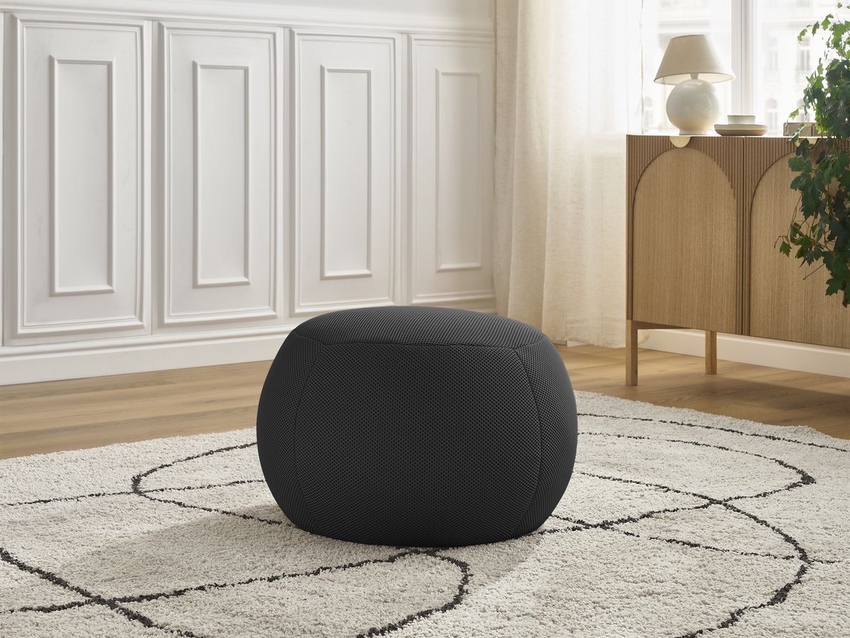 Bobochic Hayden Pouf, rund Mesh-Stoff Schwarz, 60 cm