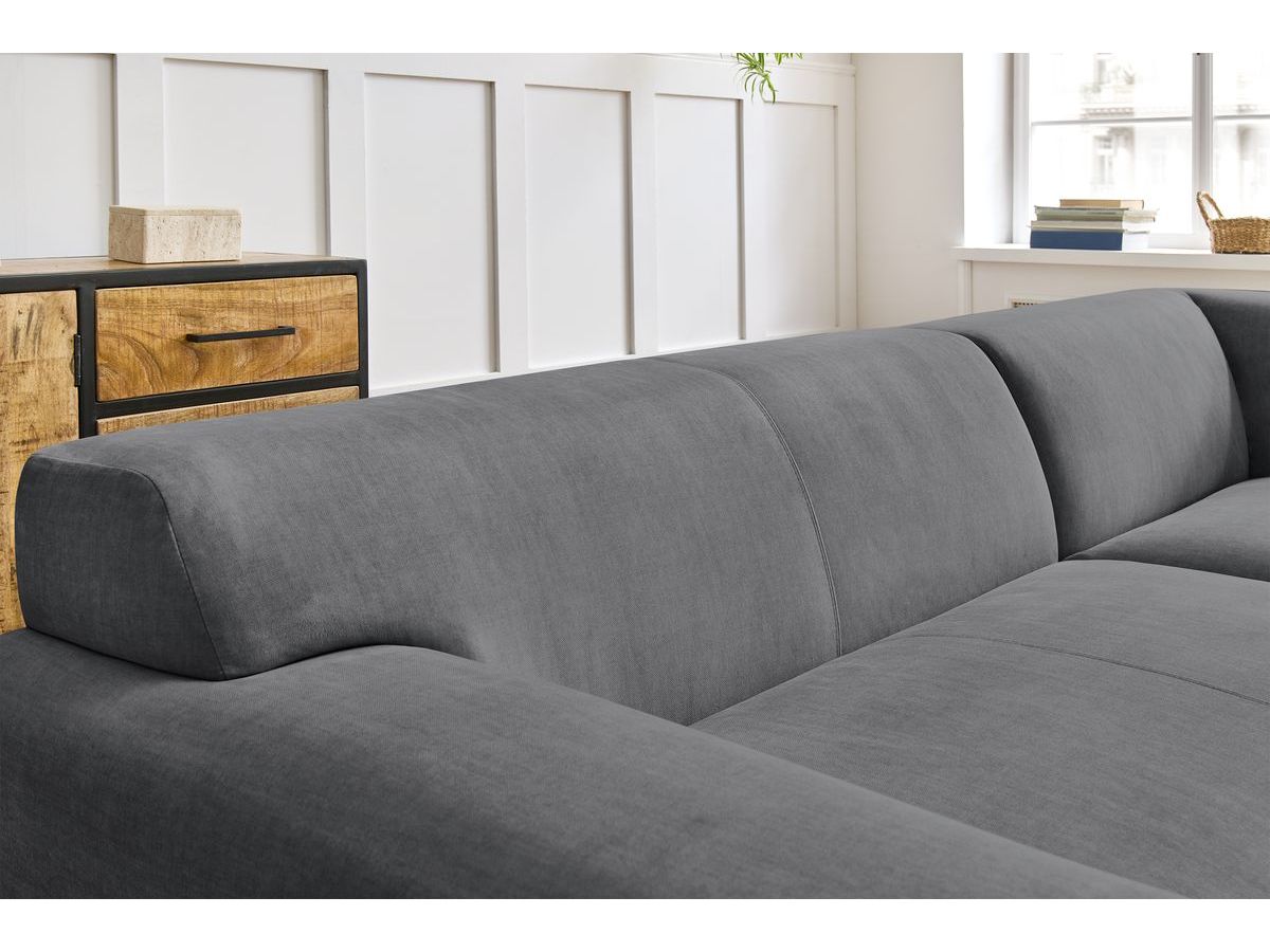 Bobochic Lavena Ecksofa 272 × 220 cm Samt Dunkelgrau Ecke rechts
