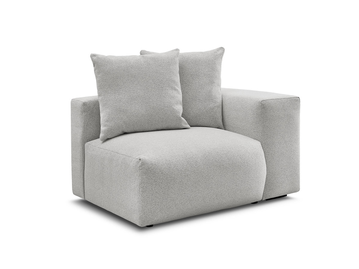 Bobochic Voltaire Sofamodul 1-Sitzer 130 × 100 cm Melange-Stoff Hellgrau Ecke rechts