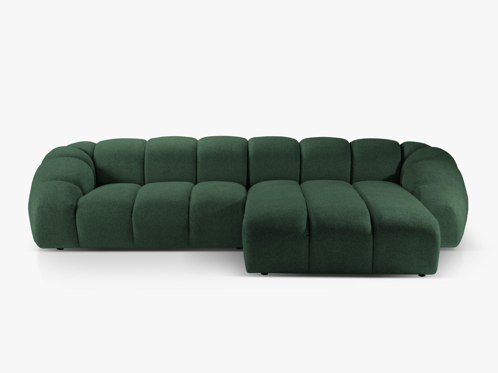 Micadoni Ecksofa Diana 4-Sitzer Rechts Strukturierter Samtstoff Grün