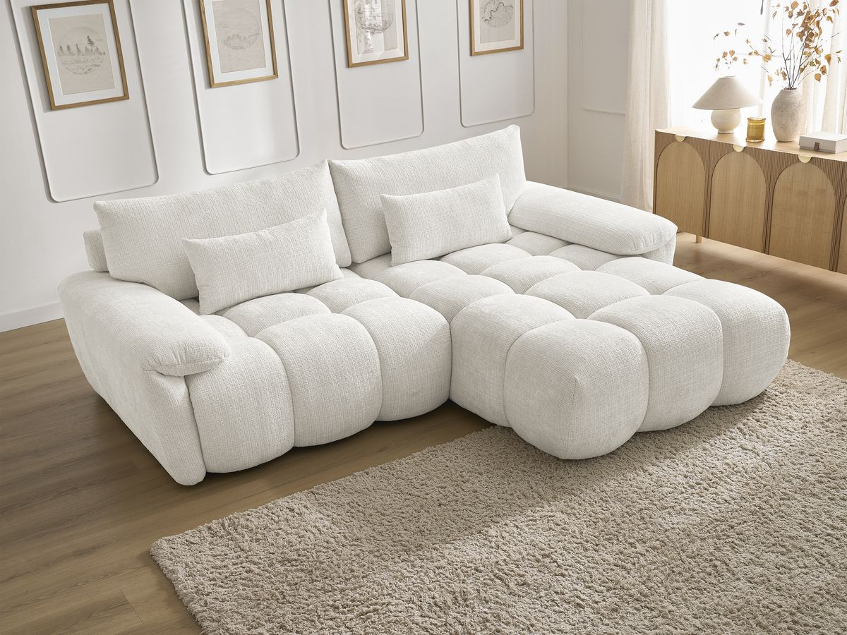 Bobochic Ivane Ecksofa Strukturstoff Weiß Ecke rechts