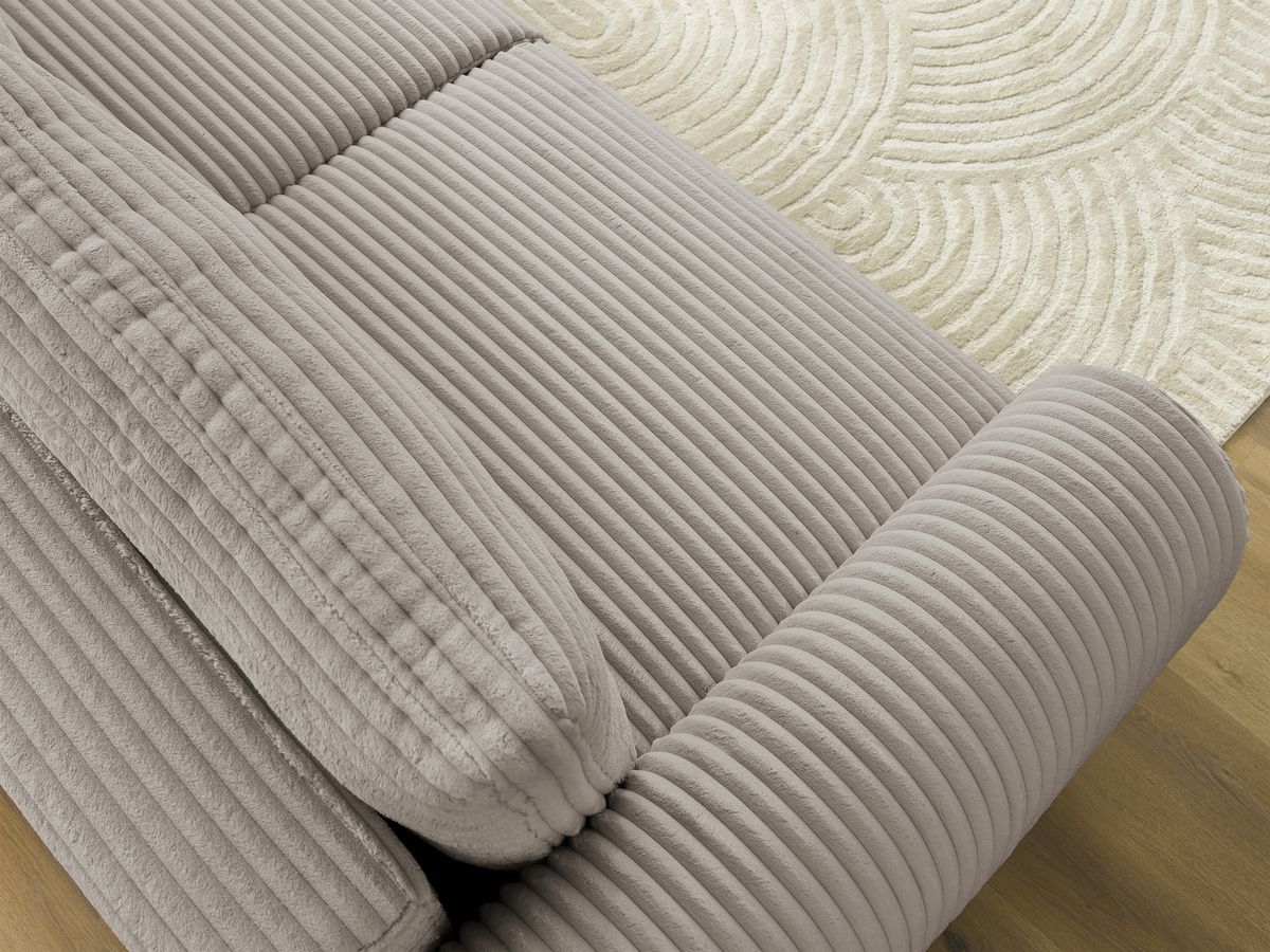 Bobochic Lucien Schlafsofa 3-Sitzer mit Bettkasten Breitcord weich Taupe