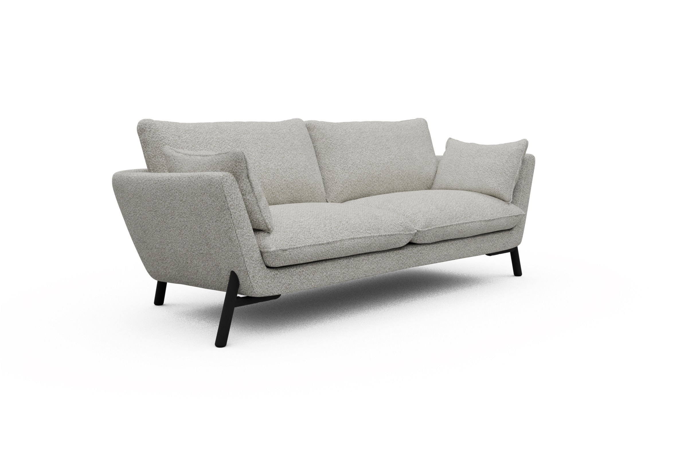 Sofa Emil 3-Sitzer Beinfarbe Eiche Schwarz Vanora-Warm-Sand