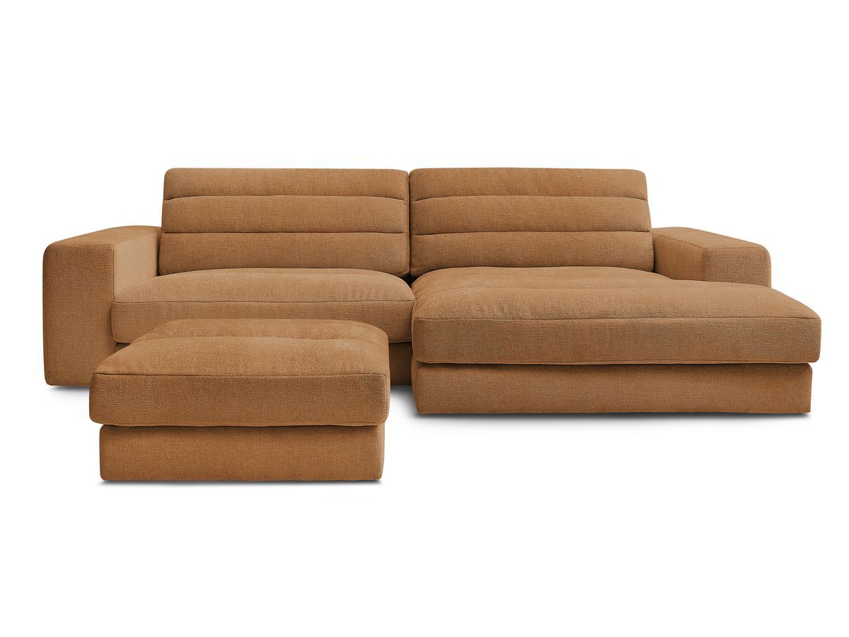 Bobochic Sierra Ecksofa mit Pouf Strukturstoff Orange Ecke rechts