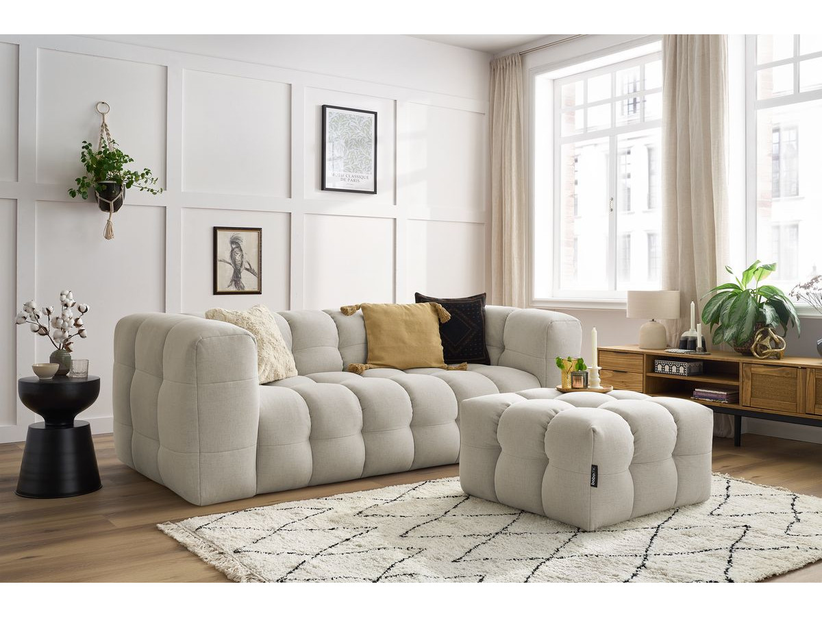Bobochic Cloud Sofa 4-Sitzer mit Pouf Stoff Beige