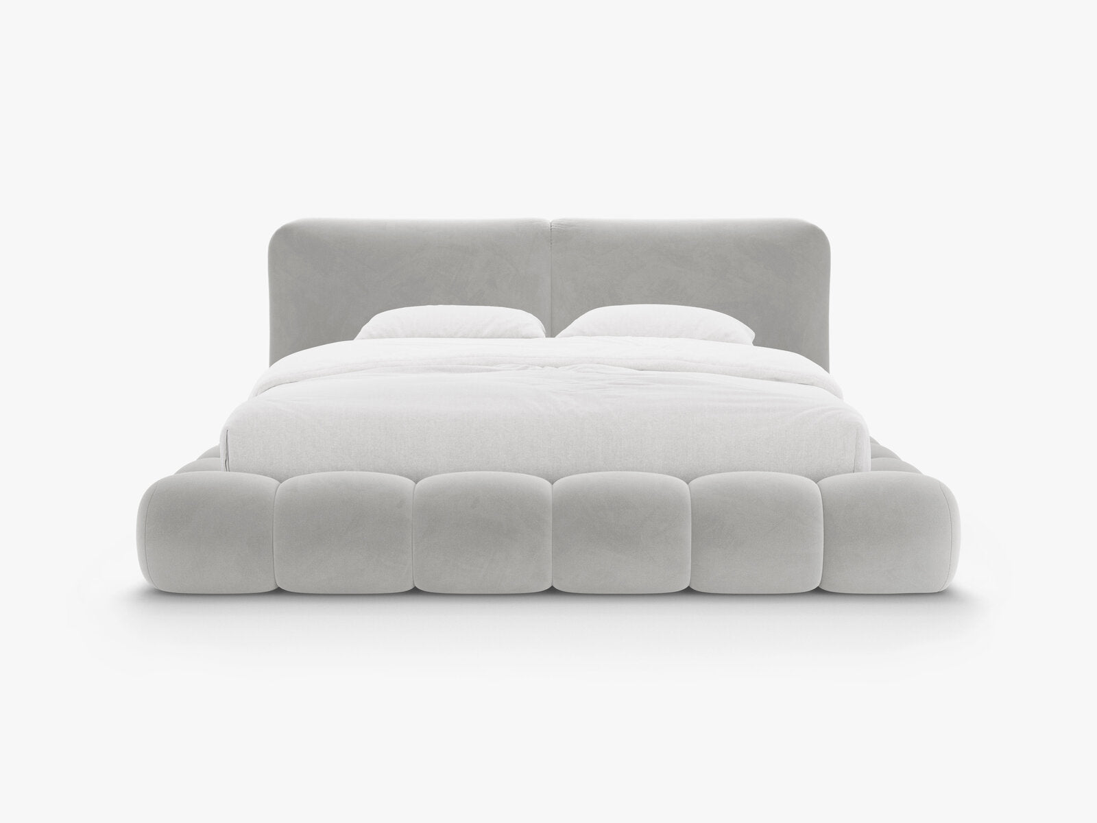 Micadoni Stauraumbett mit Kopfteil Solange Samt Magic Velvet Hellgrau 160x200