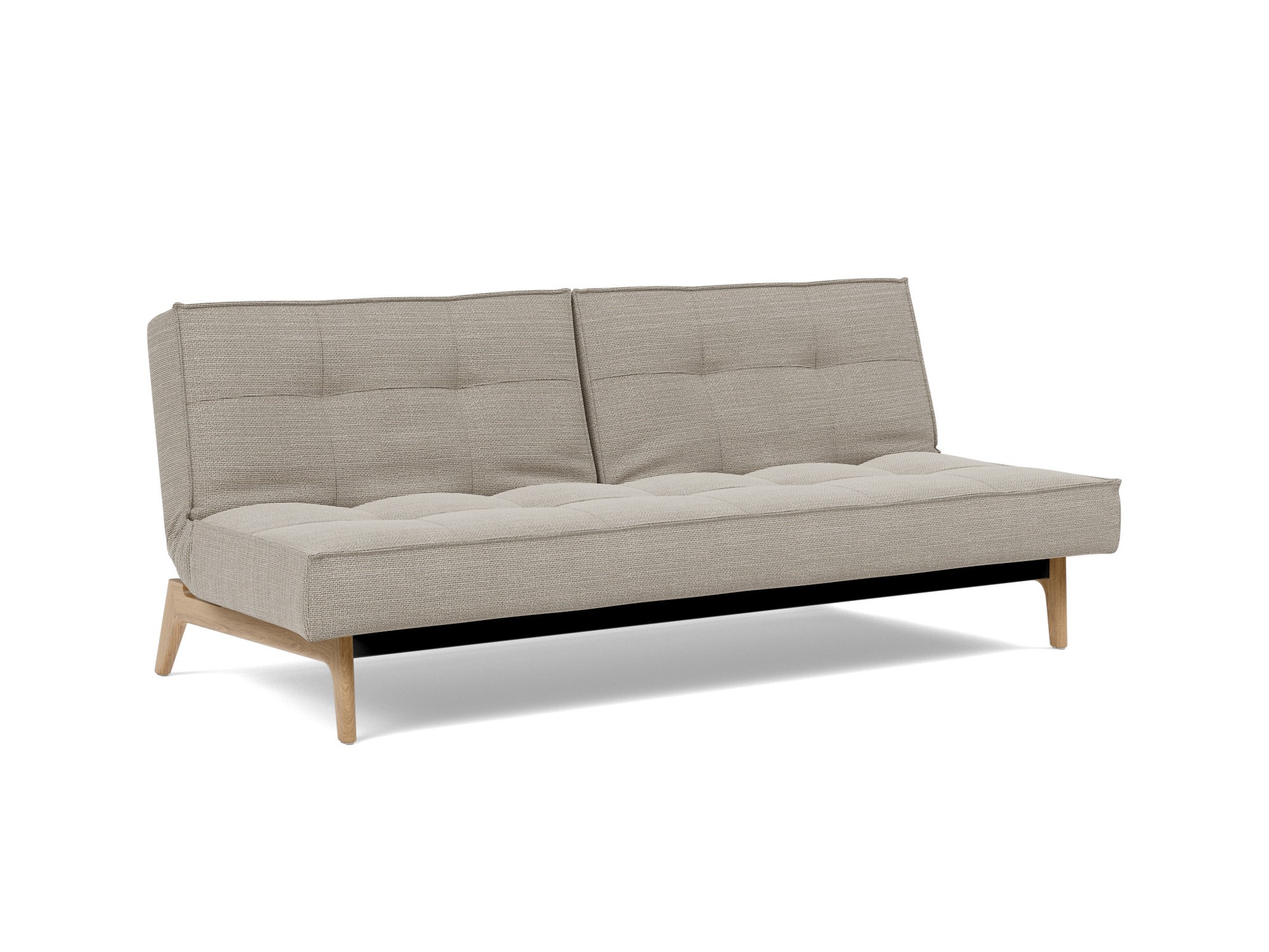 Schlafsofa Splitback Strukturierter Stoff Kenya 579-Gravel Beine Eiche
