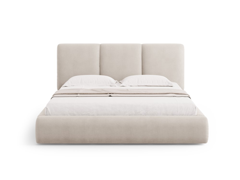 Cosmopolitan Design Stauraumbett mit Kopfteil Nicolas 160x200 Chenille Rebel Beige