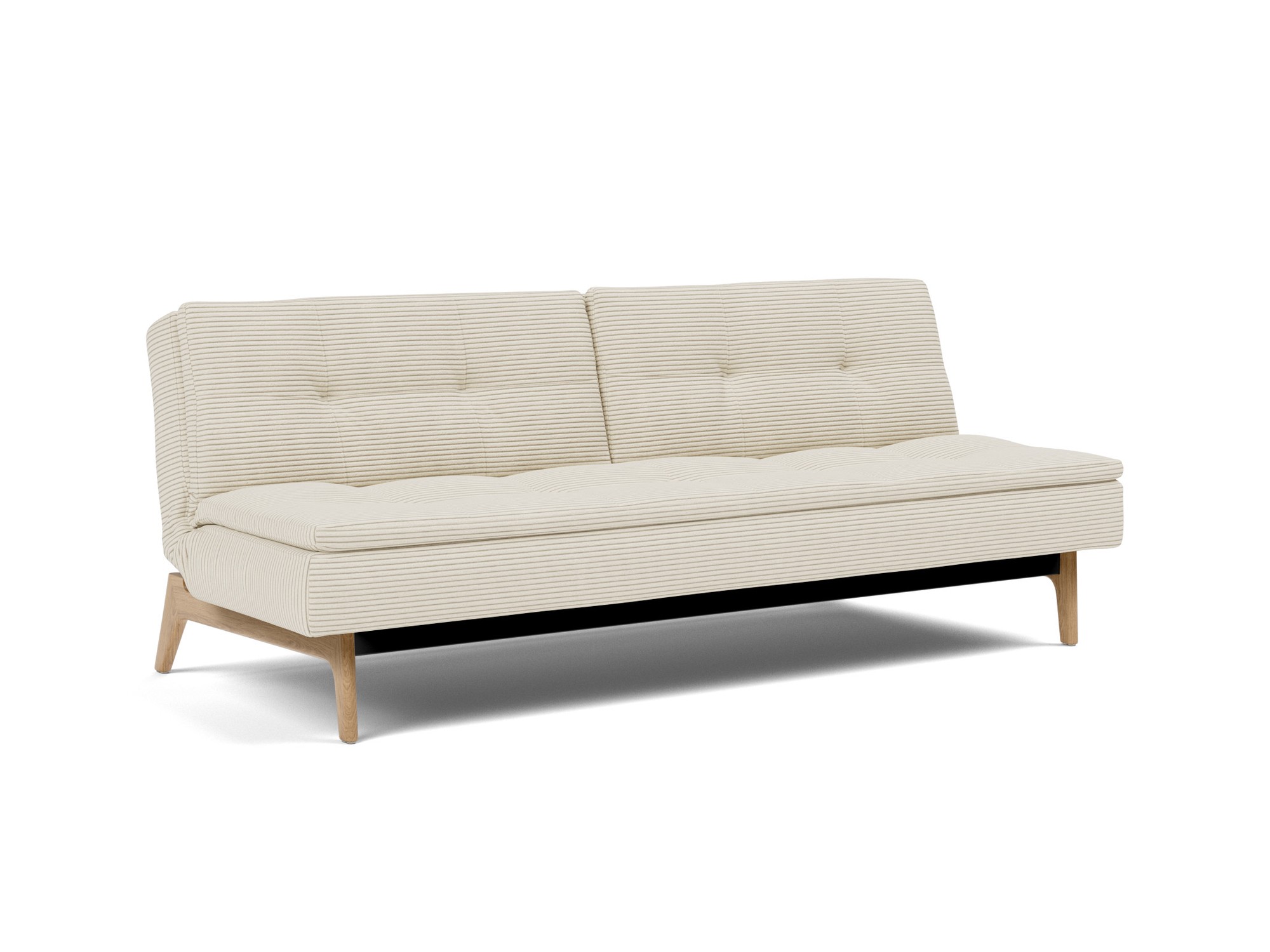 Schlafsofa Dublexo Kord Corduroy 594-Ivory Beine Eiche