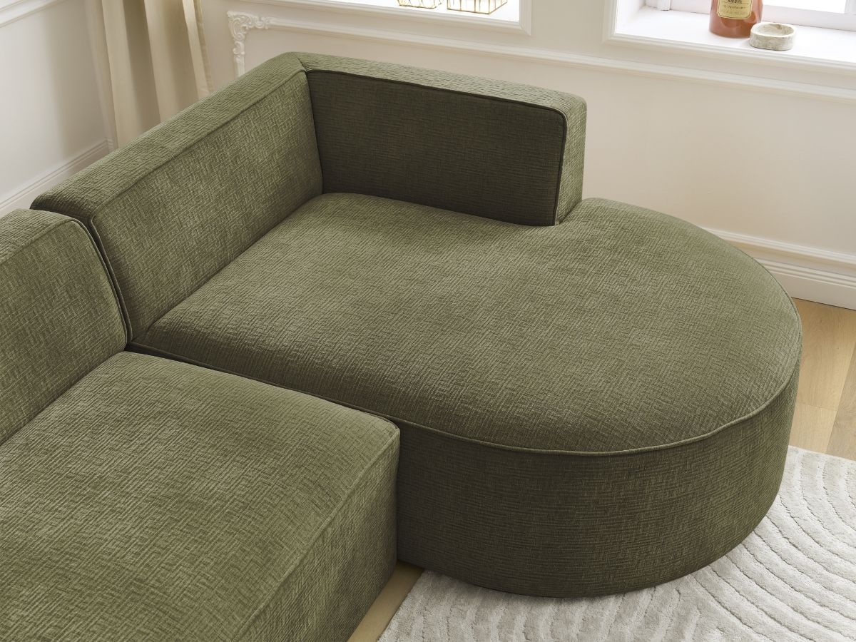Bobochic Rousseau Ecksofa Strukturstoff Grün Ecke rechts