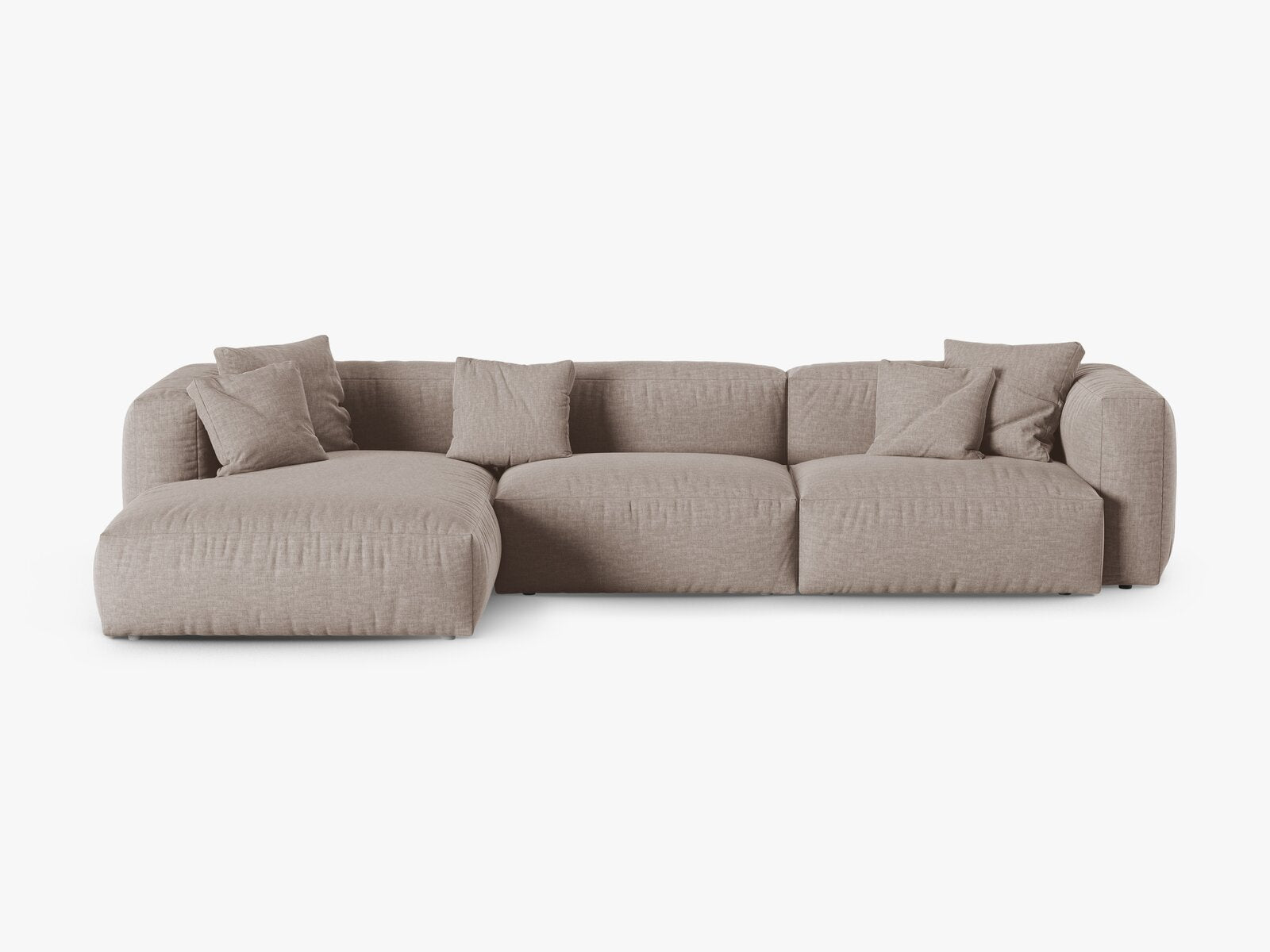 Micadoni Ecksofa Martina 3-Sitzer 90cm Sitztiefe Links Strukturierter Stoff Boston Dunkelbeige