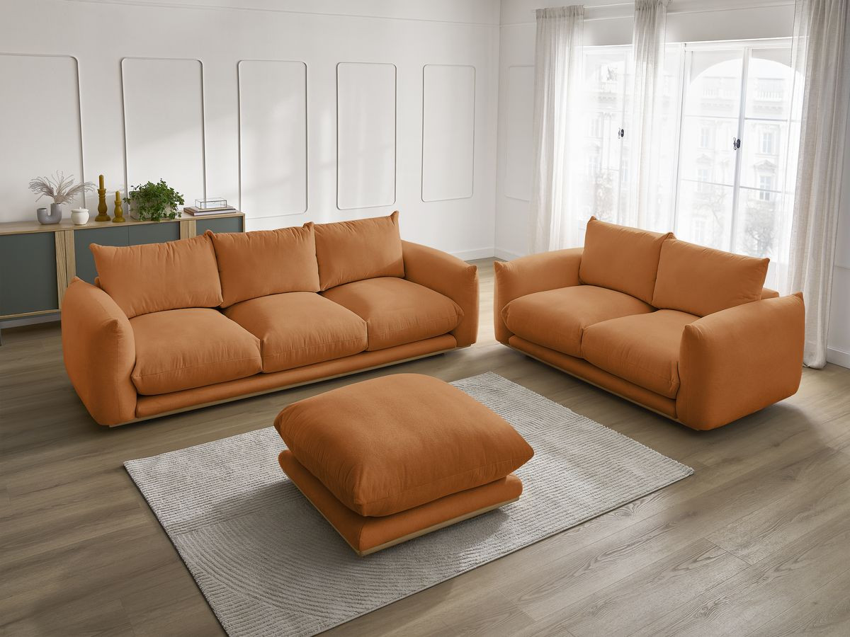 Bobochic Ernest Sofa 6-Sitzer mit Pouf Stoff Orange