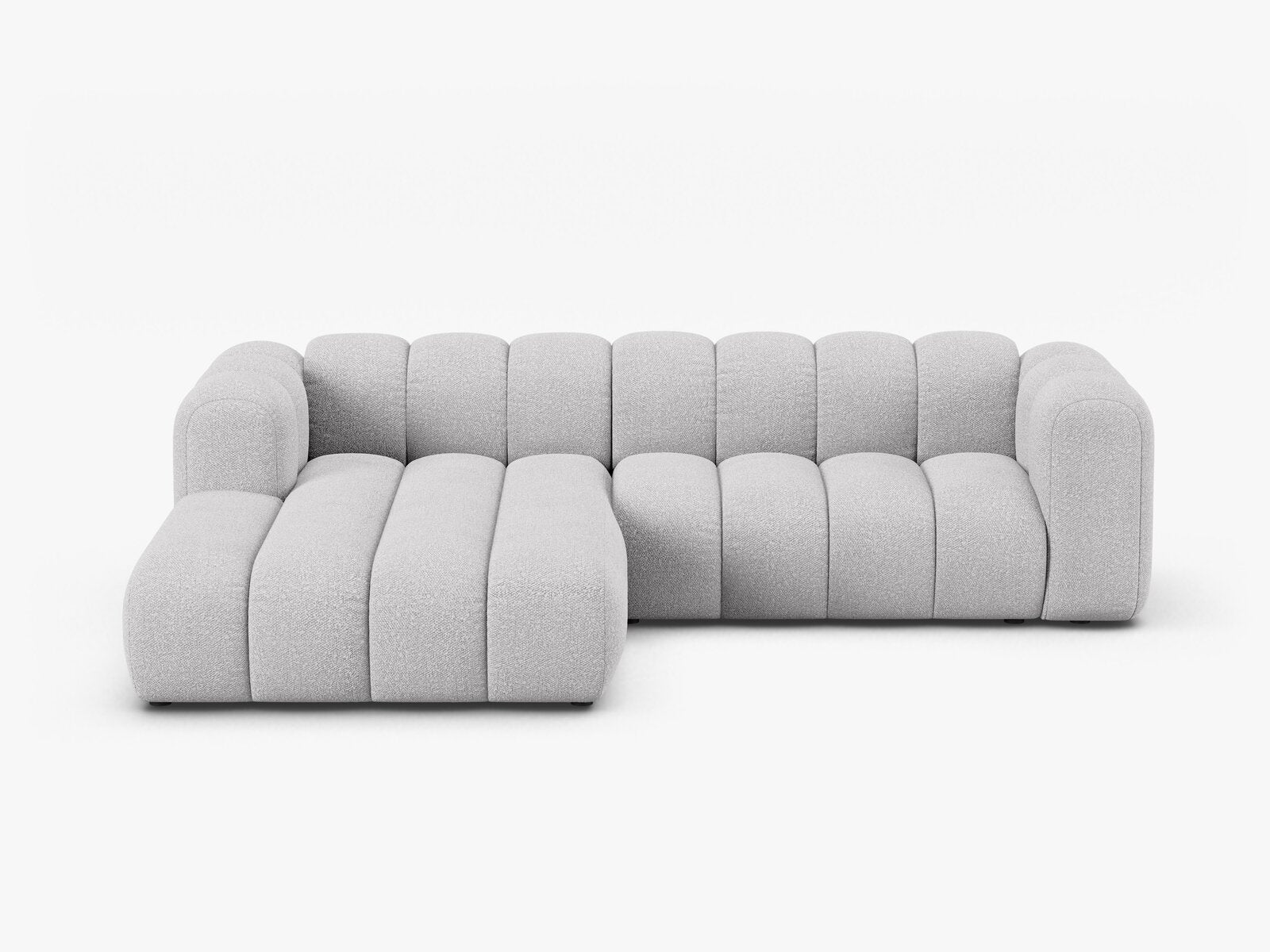 Micadoni Modulares Ecksofa Lupine 4-Sitzer mittelgroß Links Boucle Baloo Hellgrau