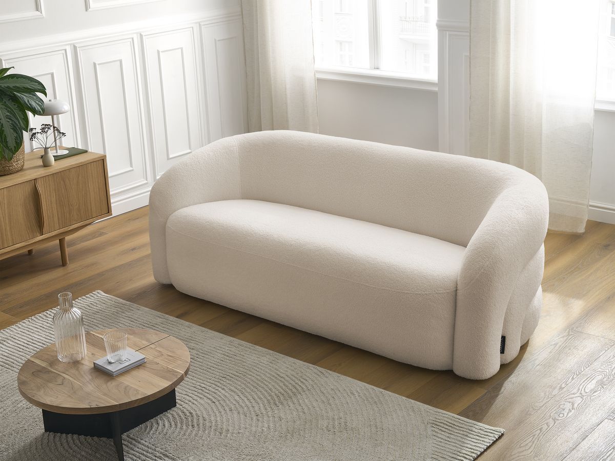 Bobochic Elina Sofa 3-Sitzer Bouclé-Stoff Beige