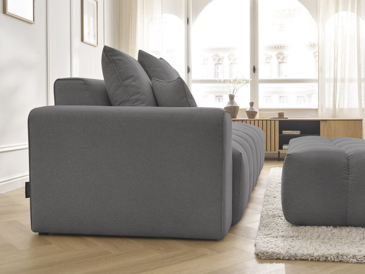 Bobochic Mont-blanc Sofa 5-Sitzer mit Pouf Melange-Stoff Dunkelgrau Armlehne links